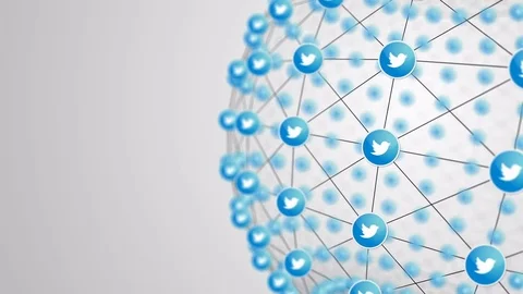 Twitter Icon Link Connection Sphere Rotate Looping Animation 4K. Editorial .. Stock Footage 70509511