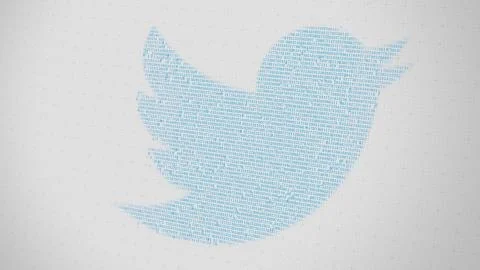 Twitter logo being made with many numbers. Digital business conceptual editorial イラスト素材