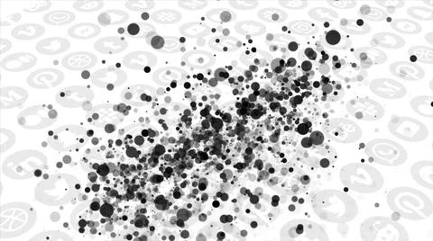 The Twitter logo. Motion. A black square disintegrating into particles creates Stock Illustration