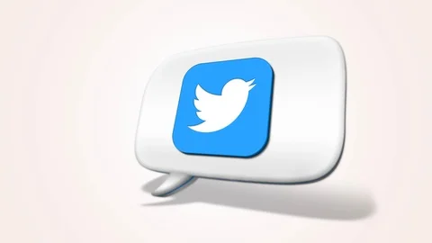 Twitter logo rotating in a a 3D speech bubble Video stock 91023655
