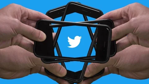 TWITTER logo on smartphone screen. Stock Footage 105049454