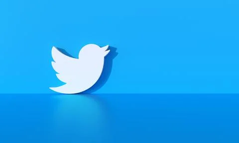 Twitter logo on the wall background with hard shadow and space for text and g Stock Illustration