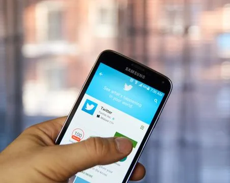 Twitter mobile application. Stock Photos