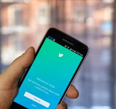 Twitter mobile application. Stockfoto's