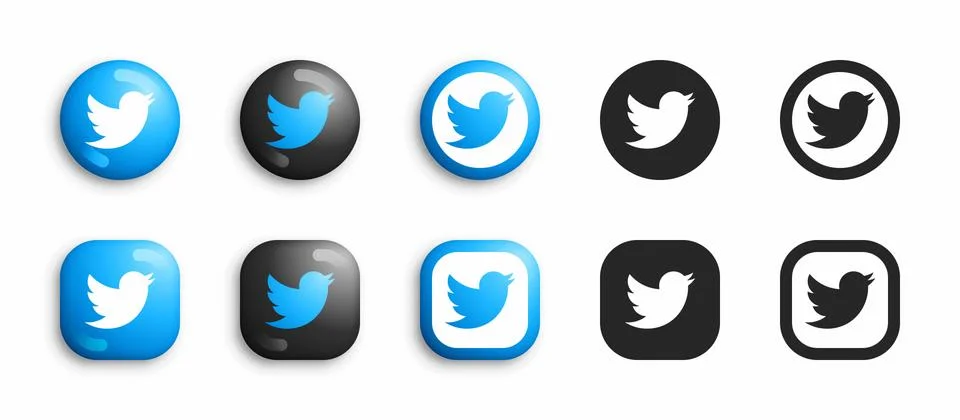 Twitter Modern 3D And Flat Icons Set Vector Stock Illustration