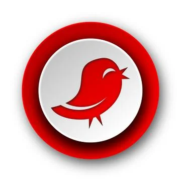 Twitter red modern web icon on white background. Illustrazione stock
