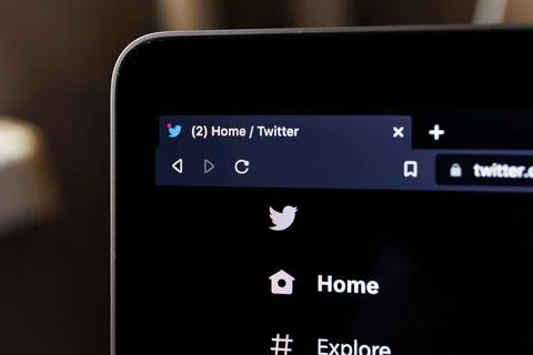 Twitter social network website on PC screen Stock Photos