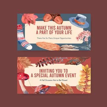 Twitter template with autumn daily concept design for online community and so Stock Illustration