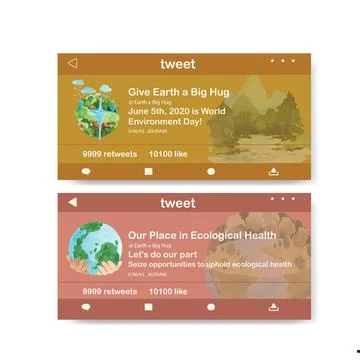 Twitter template design for World Environment Day.Save Earth Planet World Con Stock Illustration