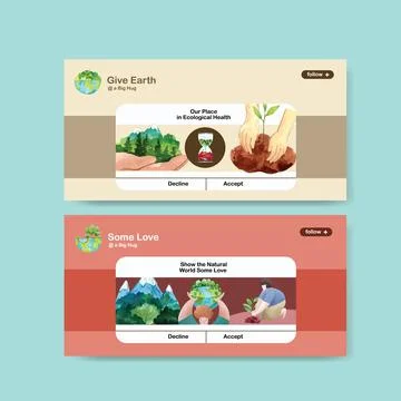 Twitter template design for World Environment Day.Save Earth Planet World Con Stock Illustration