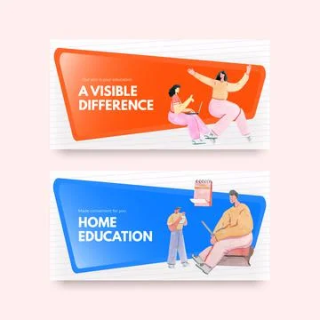 Twitter template with online learning concept design for social media and com イラスト素材