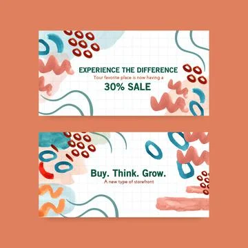 Twitter template with shopping design for internet and online community water Stock Illustration
