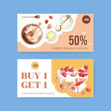 Twitter template with strawberry baking design social media,online community  Ilustração Stock