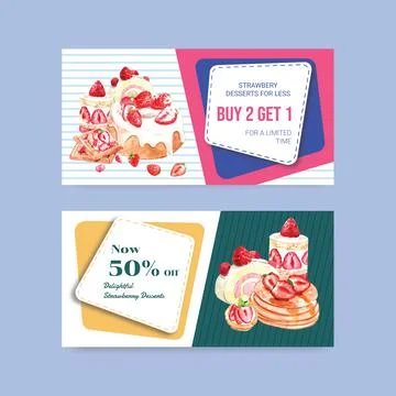 Twitter template with strawberry baking design social media,online community  Ilustração Stock