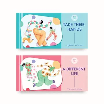 Twitter template with world down syndrome day concept design for social media Stock Illustration