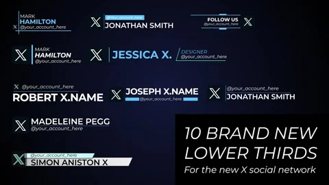 Twitter X Lower Thirds After Effects stock