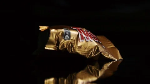 Twix minis cookie bars on black background. Stock Footage 112325682