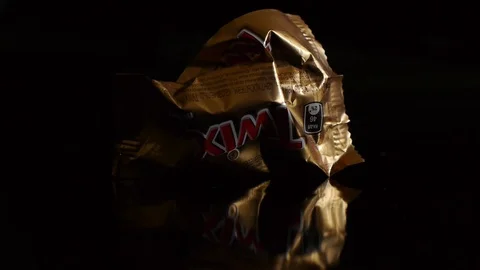 Twix minis cookie bars on black background. Stock Footage 113153294