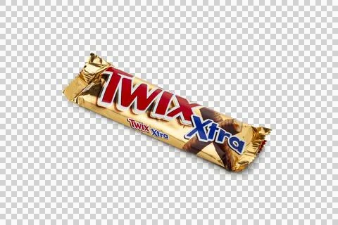 Twix Xtra cookie bar in front, isolated on a transparent background Stock-Fotos