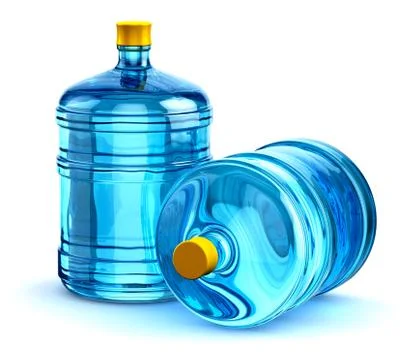 Two 19 liter or 5 gallon plastic drink water bottles Stock Illustration