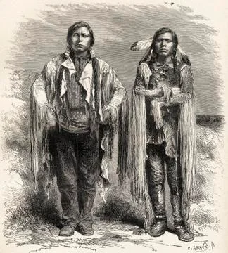 Two 19Th Century Ute Indians. From El Mundo En La Mano Published 1878. Stock Photos