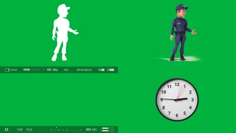 Two 2d character cartoon men a clock and a white silhouette animated. Stock Footage 310122688