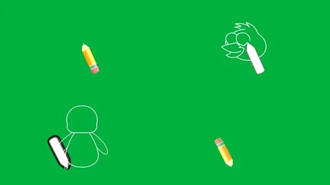 Two 2d character cartoon pills and two animal outlines animated on green. Stock Footage 310122687