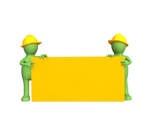 Two 3d builders - puppets, the holding empty form Stock Illustration