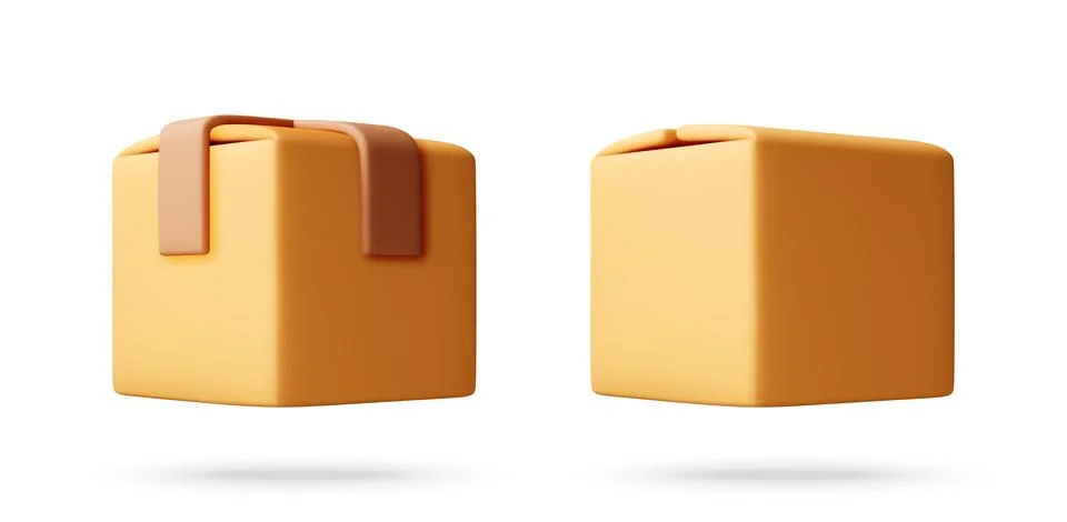Two 3d cardboard box parcel Stock Illustration