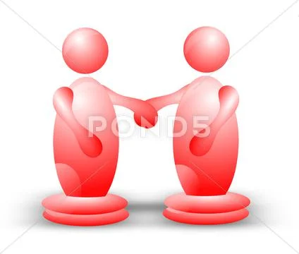 Two 3D Characters Holding Hands Stock Illustration