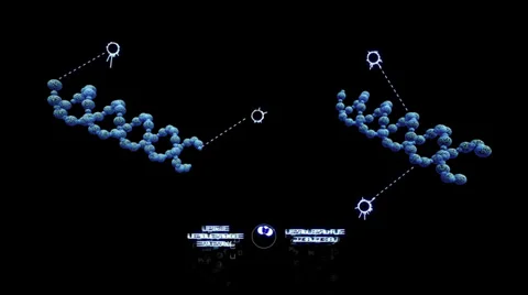 Two 3D DNA DOUBLE HELIX molecules overlap. Alpha matte Stock Footage 35144338
