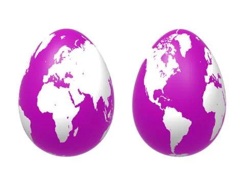 Two 3d eggs world in violet Stock Illustration