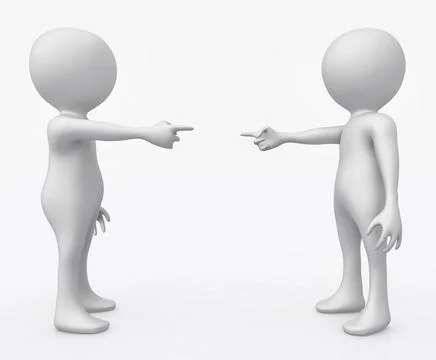 Two 3D figures point to each other Stock Illustration