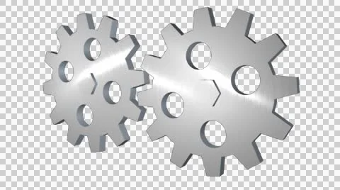 Two 3D gears spinning alpha loop 4k Stock Footage 55568144