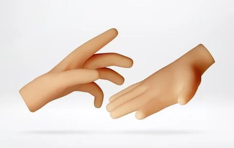 Two 3D hands reaching towards each other Stock Illustration
