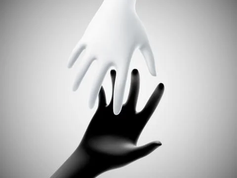 Two 3D hands taking each other on white background. Stock Illustration