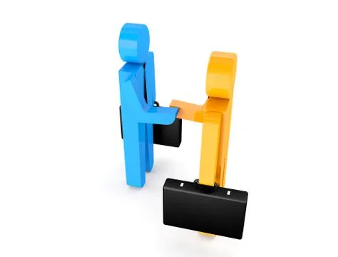 Two 3d humans give their hand for handshake. 3d illustration Stock Illustration