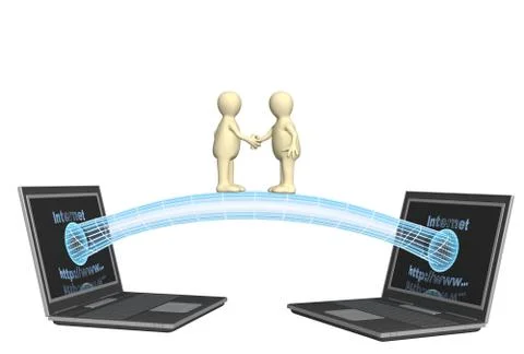 Two 3d puppets, met in the Internet Stock Illustration