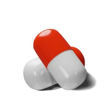 Two 3D render long red pills Stock Illustration