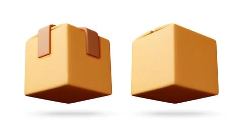 Two 3D rendered cardboard boxes Stock Illustration