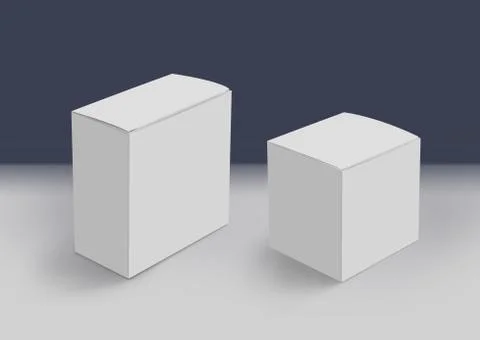 Two 3D White Boxes on Ground Concept Series イラスト素材
