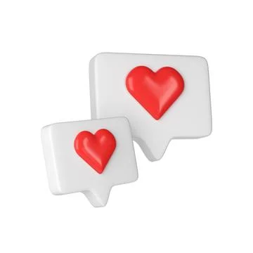 Two 3D white frames with heart and love emoji. social media online platform Stockillustratie