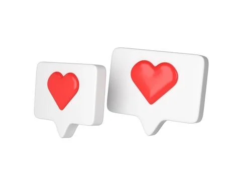 Two 3D white frames with heart and love emoji. social media online platform Stock-Illustration