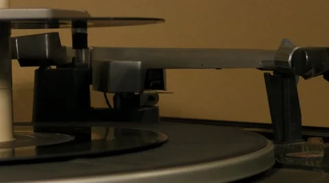 Two 45 single record spinning around on 1960s turntable Stock Footage 5504810