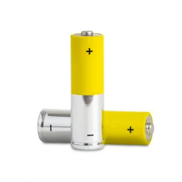 Two AA batteries on a white background. Isolated Stock Photos