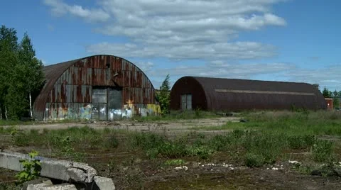 Two abandoned hangars Stock-Footage 11401823