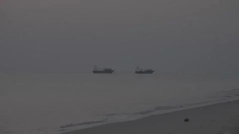 Two abandoned ships in the sea 스톡 동영상 310497100