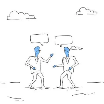 Two Abstract Businessman Talking Chat Box Bubble Communication Concept, Busin Stock Illustration