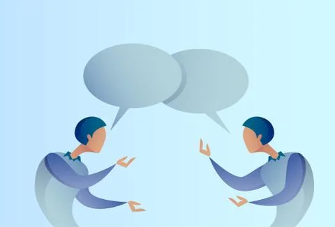 Two Abstract Businessman Talking Chat Box Bubble Communication Concept, Business Stock Illustration