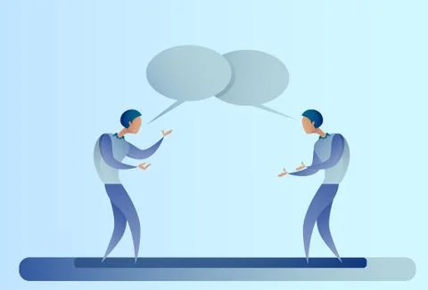 Two Abstract Businessman Talking Chat Box Bubble Communication Concept, Business Stock Illustration